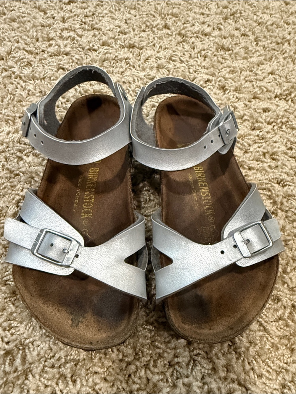 Birkenstock Rio Kids Birko Flor Sandals Silver Size 29 / 11 or 11.5